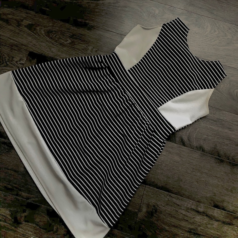 Girls Navy Blue and White Stripped Dress
